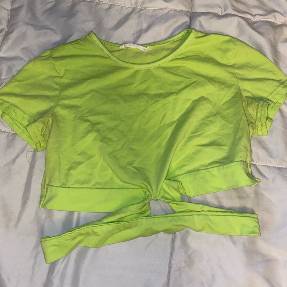 TIGHT LIME GREEN CROPPED SHIRT